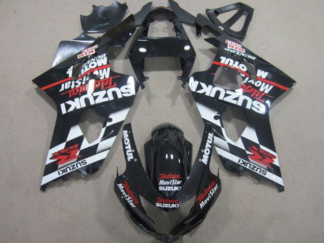 2004-2005 Suzuki GSXR 600 Motorcycle Fairings - Glossy Black Red White Telefonica MoviStar Canada Websites