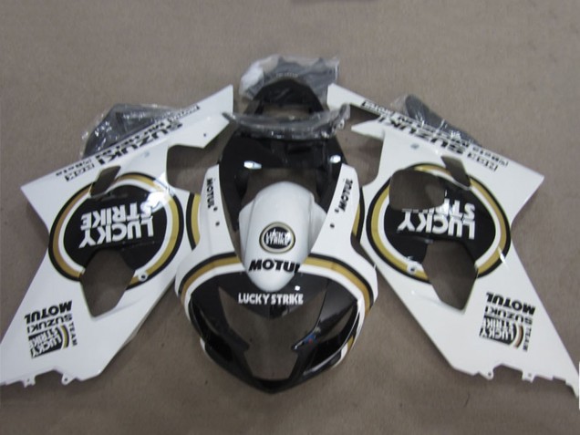 2004-2005 Suzuki GSXR 600 Motorcycle Fairings - White Black Lucky Strike Motul Canada Websites