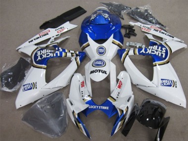 2006-2007 Suzuki GSXR 600 Motorcycle Fairings - White Blue Lucky Strike Motul Canada Websites