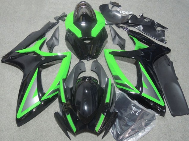 2006-2007 Suzuki GSXR 600 Motorcycle Fairings - Green Glossy Black Silver Canada Websites