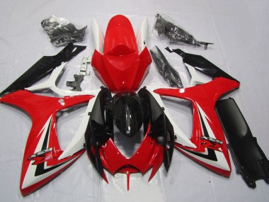 2006-2007 Suzuki GSXR 600 Motorcycle Fairings - White Red Glossy Black Stripe Canada Websites