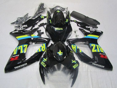 2006-2007 Suzuki GSXR 600 Motorcycle Fairings - Glossy Black Yellow Rizla Red Canada Websites