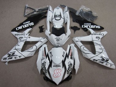 2008-2010 Suzuki GSXR 600 Motorcycle Fairings - White Black Corona Extra Motul 8 Canada Websites