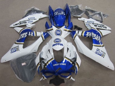 2008-2010 Suzuki GSXR 600 Motorcycle Fairings - White Blue Lucky Strike Motul Canada Websites