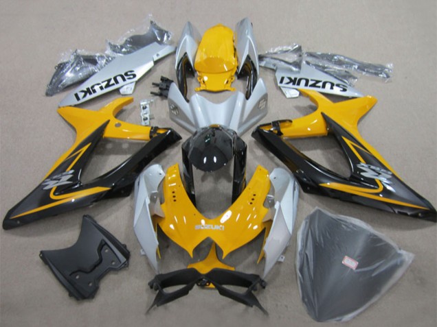 2008-2010 Suzuki GSXR 600 Motorcycle Fairings - Yellow Silver Glossy Black Canada Websites