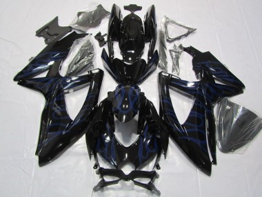 2008-2010 Suzuki GSXR 600 Motorcycle Fairings - Glossy Black Blue Flame Canada Websites