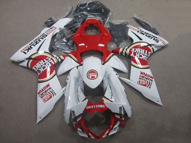2011-2024 Suzuki GSXR 600 Motorcycle Fairings - White Red Motul Lucky Strike Canada Websites