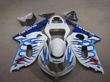 2001-2003 Suzuki GSXR 750 Motorcycle Fairings - White Blue Flame Canada Websites