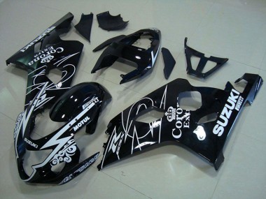 2004-2005 Suzuki GSXR 750 Motorcycle Fairings - Glossy Black White Corona Extra Motul Canada Websites