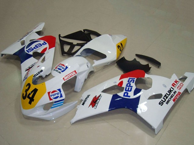 2004-2005 Suzuki GSXR 750 Motorcycle Fairings - White Blue Red Yellow Pepsi 34 Canada Websites