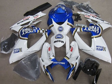 2006-2007 Suzuki GSXR 750 Motorcycle Fairings - White Blue Michelin Motul Lucky Strike Canada Websites