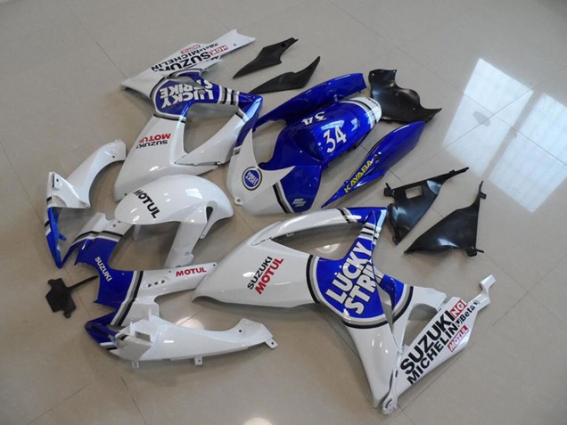 2006-2007 Suzuki GSXR 750 Motorcycle Fairings - White Blue Lucky Strike Motul 34 Canada Websites