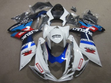 2011-2024 Suzuki GSXR 750 Motorcycle Fairings - White Blue Motul Canada Websites
