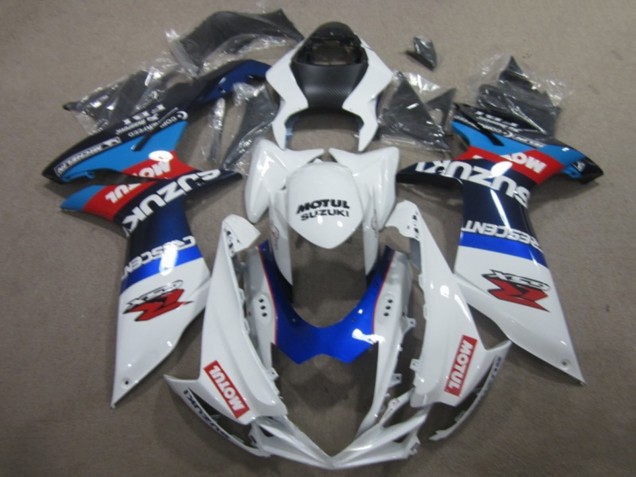 2011-2024 Suzuki GSXR 750 Motorcycle Fairings - White Blue Motul Canada Websites