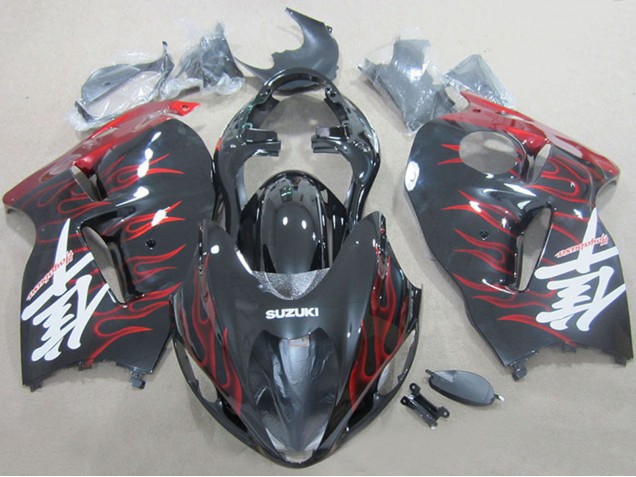 1996-2007 Suzuki GSXR 1300 Hayabusa Motorcycle Fairings - Black Red Flame Canada Websites