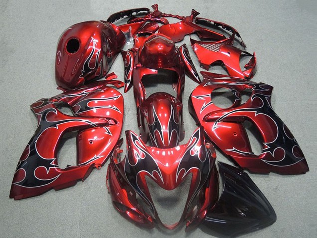 1996-2007 Suzuki GSXR 1300 Hayabusa Motorcycle Fairings - Red Silver Black Flame Canada Websites
