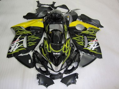 2008-2020 Suzuki GSXR 1300 Hayabusa Motorcycle Fairings - Glossy Black Yellow Flame Canada Websites