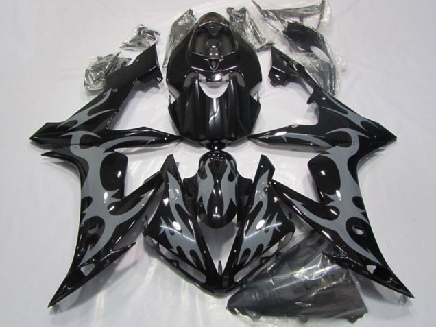 2004-2006 Yamaha YZF R1 Motorcycle Fairings - Glossy Black Grey Flame Canada Websites