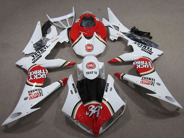 2004-2006 Yamaha YZF R1 Motorcycle Fairings - White Red Lucky Strike Canada Websites