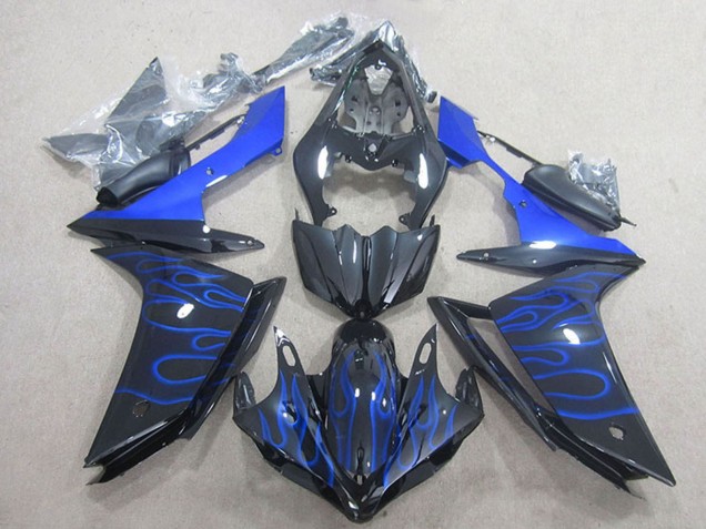 2007-2008 Yamaha YZF R1 Motorcycle Fairing - Glossy Black Blue Flame Canada Websites