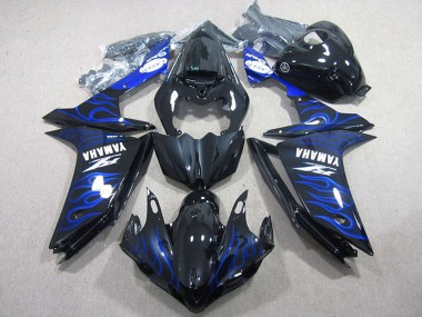 2007-2008 Yamaha YZF R1 Motorcycle Fairings - Glossy Black Blue Flame Canada Websites
