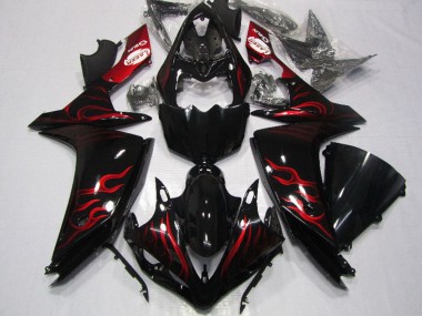 2007-2008 Yamaha YZF R1 Motorcycle Fairing - Glossy Black Red Flame Canada Websites