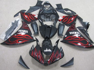 2009-2011 Yamaha YZF R1 Motorcycle Fairings - Glossy Black Red Flame Canada Websites