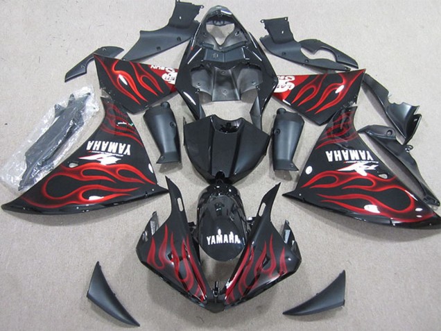 2009-2011 Yamaha YZF R1 Motorcycle Fairings - Glossy Black Red Flame Canada Websites