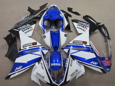 2012-2014 Yamaha YZF R1 Motorcycle Fairings - White Blue Black Pizzoli ENEOS Yamalube Semakin Didepan Canada Websites