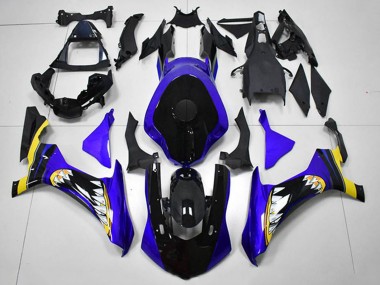 2015-2019 Yamaha YZF R1 Motorcycle Fairings - Blue Yellow Glossy Black Shark Canada Websites