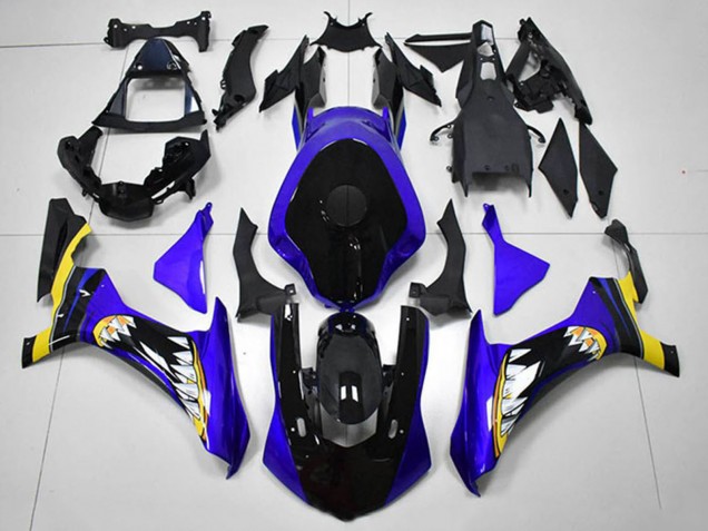 2015-2019 Yamaha YZF R1 Motorcycle Fairings - Blue Yellow Glossy Black Shark Canada Websites
