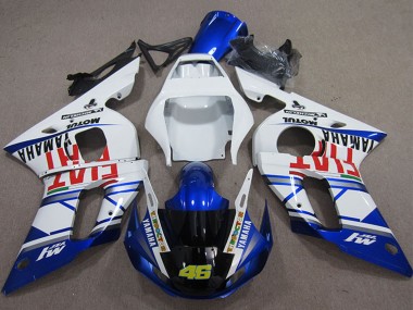 1998-2002 Yamaha YZF R6 Motorcycle Fairings - White Blue Red Fiat Michelin Motul 46 Canada Websites