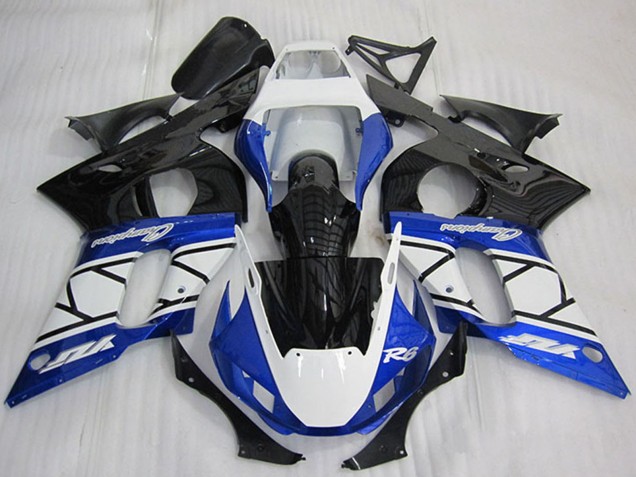 1998-2002 Yamaha YZF R6 Motorcycle Fairing - White Blue Glossy Black Champions Canada Websites