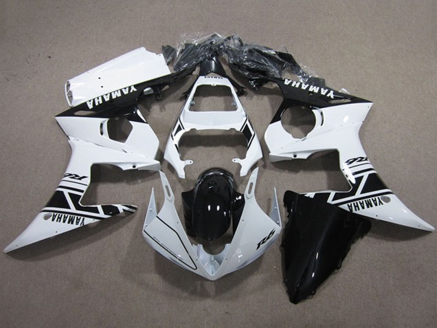 2003-2004 Yamaha YZF R6 Motorcycle Fairings Kits - White Glossy Black Canada Websites