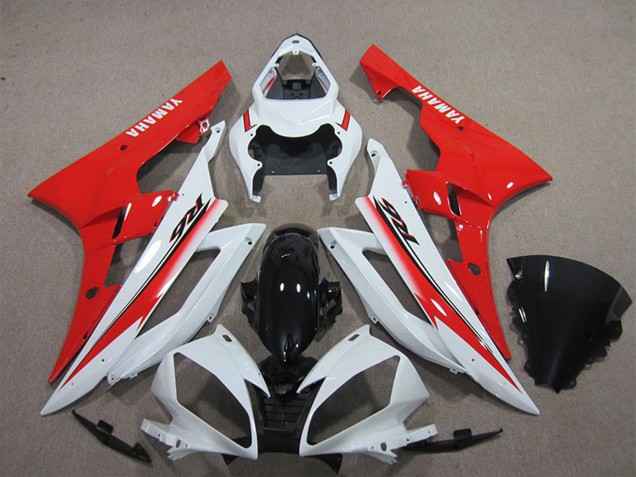 2006-2007 Yamaha YZF R6 Motorcycle Fairing - White Red Glossy Black Canada Websites
