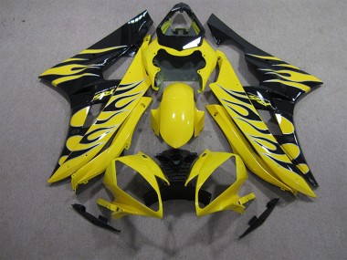 2006-2007 Yamaha YZF R6 Motorcycle Fairings - Yellow Black Flame Canada Websites
