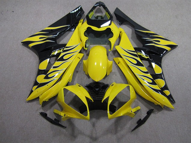 2006-2007 Yamaha YZF R6 Motorcycle Fairings - Yellow Black Flame Canada Websites