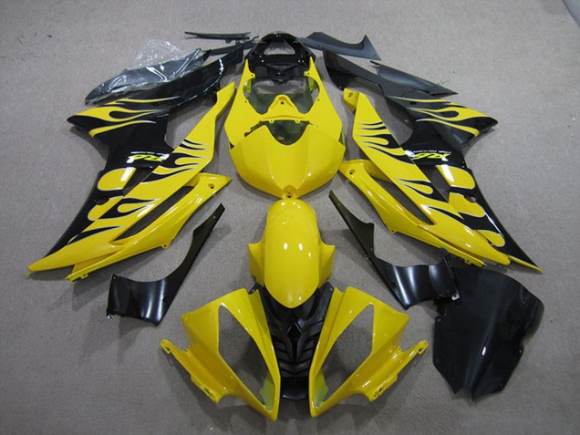 2008-2016 Yamaha YZF R6 Motorcycle Fairings - Yellow Glossy Black Flame Canada Websites