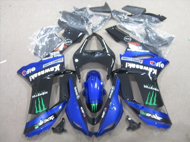 Black Blue Green Monster 2007-2008 ZX6R Motorcycle Fairings Black Blue Green Monster 2007-2008 ZX6R Motorcycle Fairings