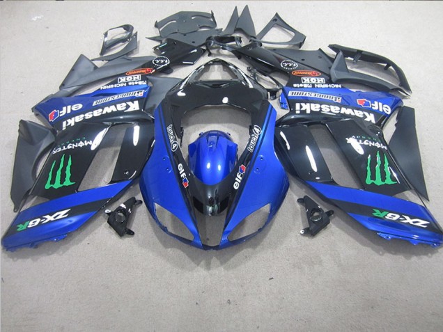 Black Blue Monster 2007-2008 ZX6R Motorcycle Fairings Black Blue Monster 2007-2008 ZX6R Motorcycle Fairings