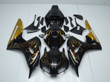 Black Gold Flame 2006-2007 CBR1000RR Motorcycle Fairings