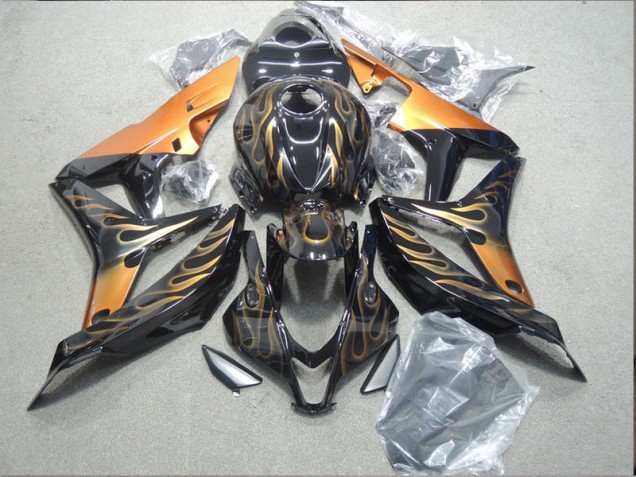 Black Orange Flame 2007-2008 CBR600RR Motorcycle Fairings