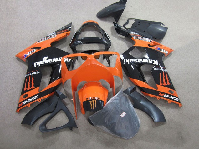 Black Orange Monster 2003-2004 ZX6R Motorcycle Fairings Black Orange Monster 2003-2004 ZX6R Motorcycle Fairings