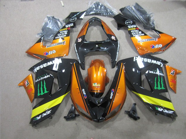 Black Orange Monster 2006-2007 ZX10R Motorcycle Fairings Black Orange Monster 2006-2007 ZX10R Motorcycle Fairings