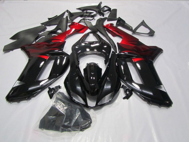 Black Red 2007-2008 ZX6R Motorcycle Fairings Black Red 2007-2008 ZX6R Motorcycle Fairings