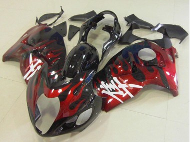 Black Red Flame 1996-2007 GSXR 1300 Hayabusa Motorcycle Fairing
