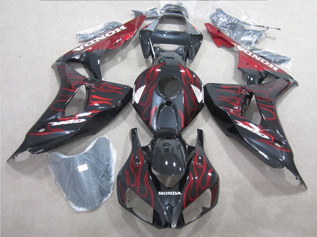 Black Red Flame 2006-2007 CBR1000RR Motorcycle Fairings Black Red Flame 2006-2007 CBR1000RR Motorcycle Fairings