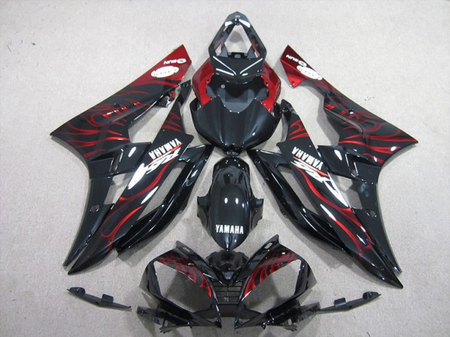 Black Red Flame 2006-2007 YZF R6 Motorcycle Fairing Black Red Flame 2006-2007 YZF R6 Motorcycle Fairing