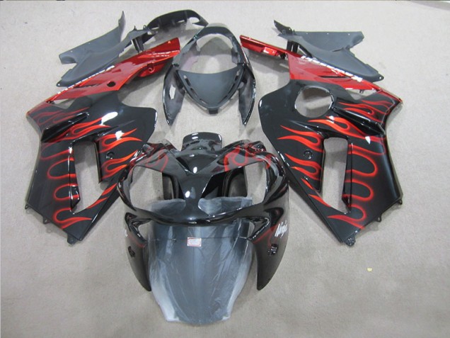 Black Red Flame 2007-2008 ZX6R Motorcycle Fairing Black Red Flame 2007-2008 ZX6R Motorcycle Fairing