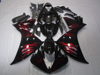 Black Red Flame 2009-2011 YZF R1 Motorcycle Fairings